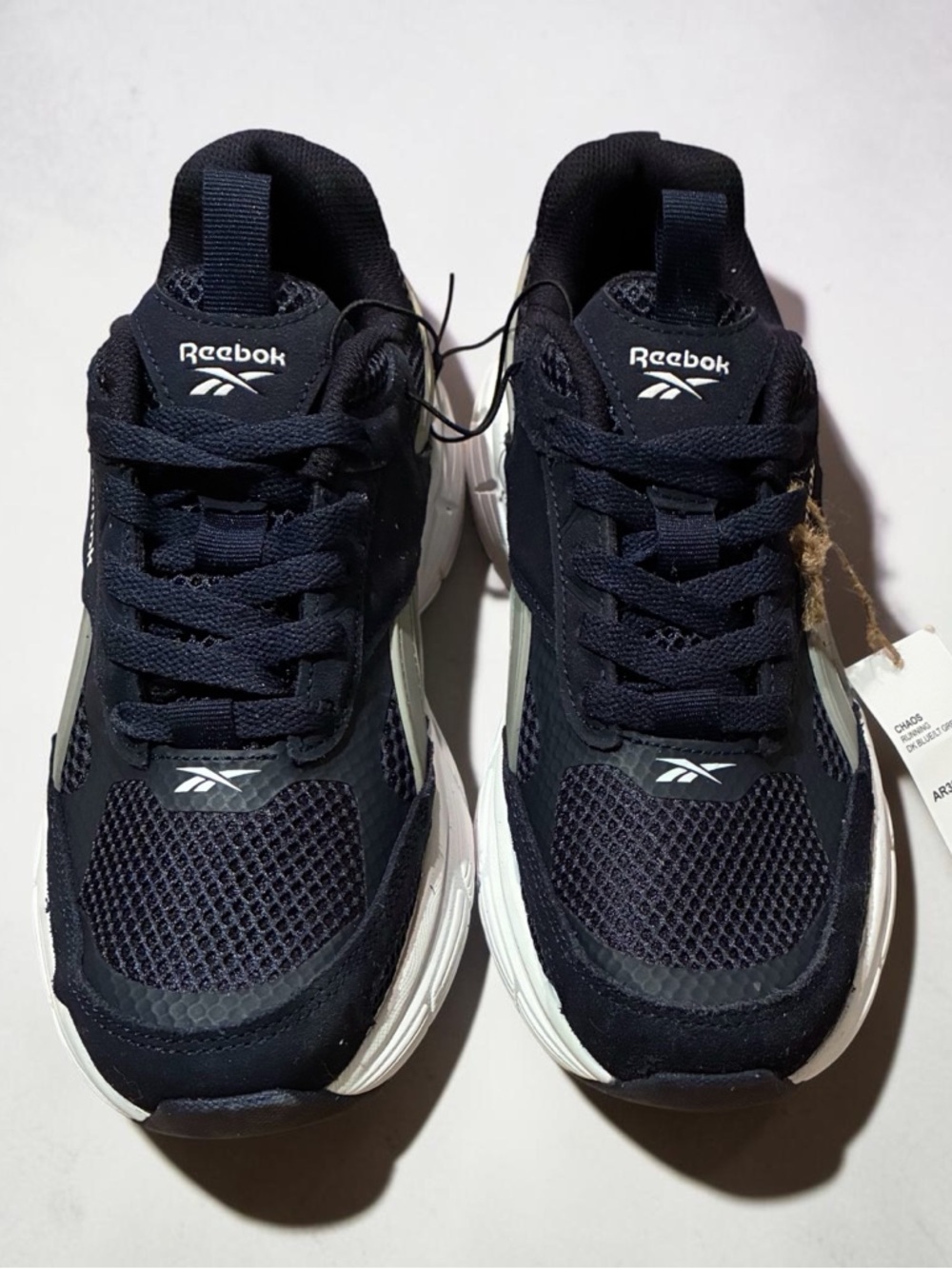 Reebok Navy and White Men's Athletic Shoes Chaos edition